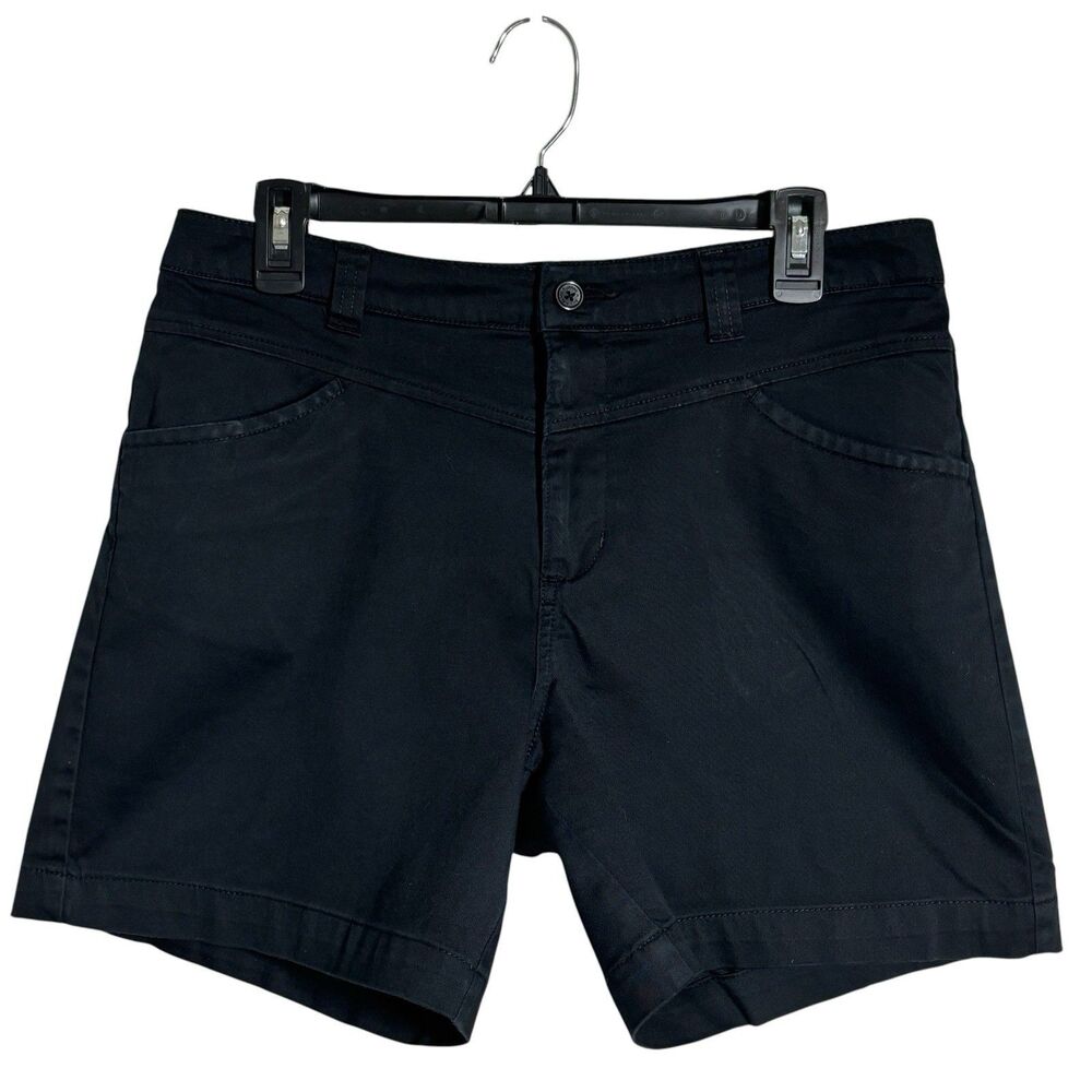 Bill Blass Womens Black High Rise Stretch Chino Shorts 10 Classic Minimalist